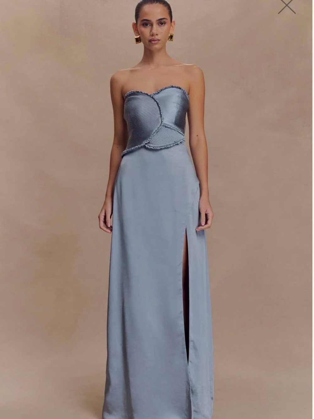 Meshki Larissa Strapless Light Blue Satin Dress